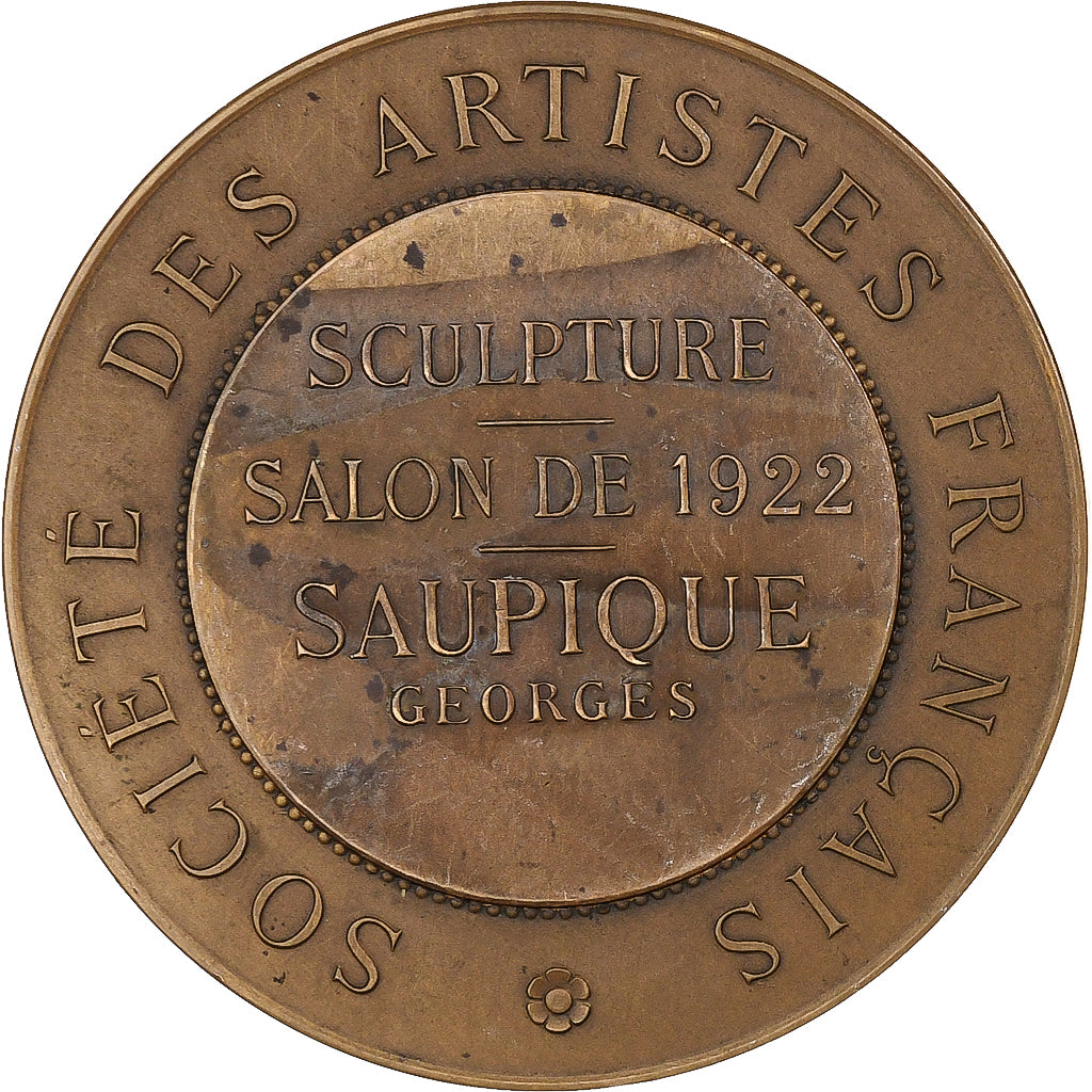 Francia, medaglia, Sculpture, salon de 1922, Saupique, 1922, Bronzo, Daniel