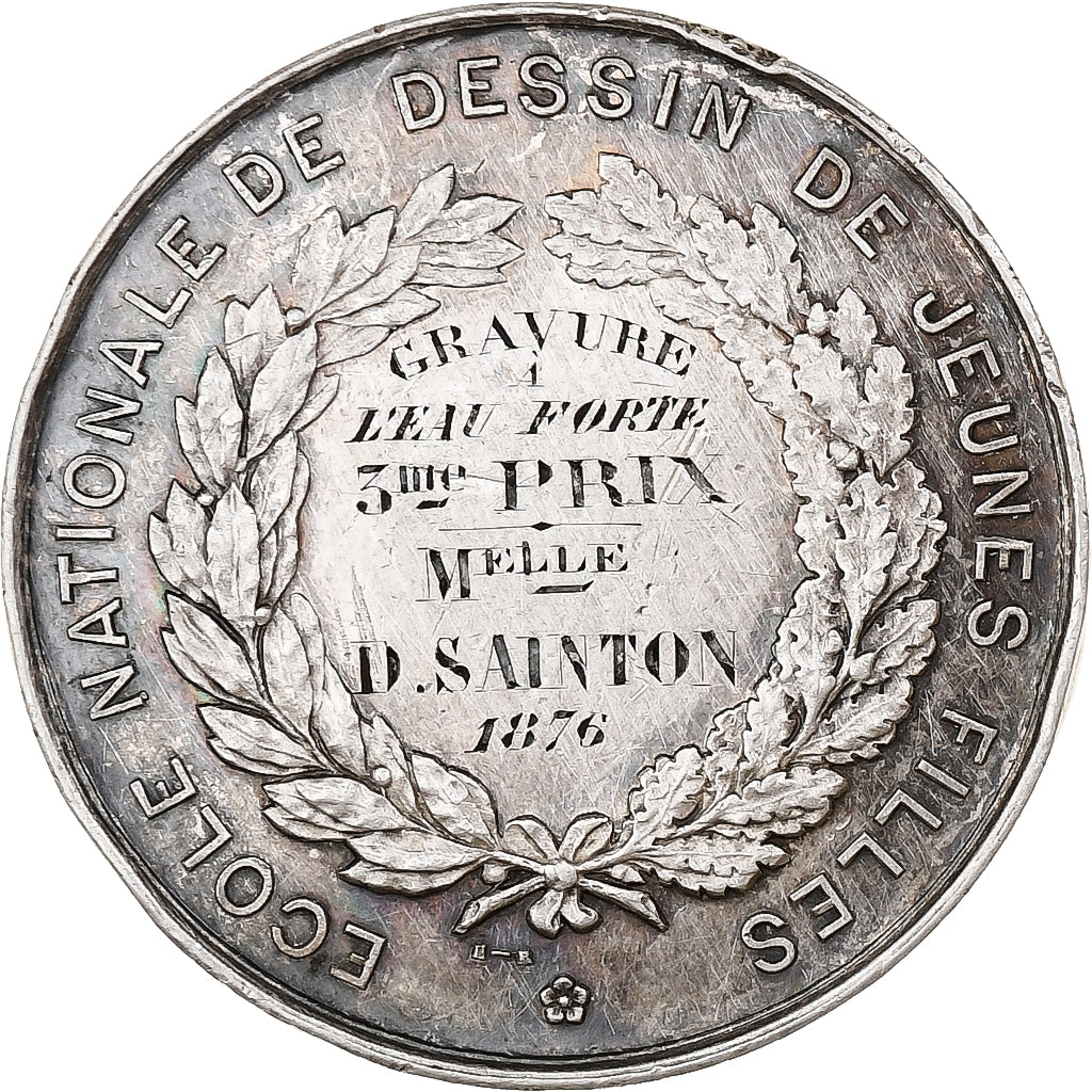 France, Médaille, École nationale de dessin de jeunes filles, 1876, Argent