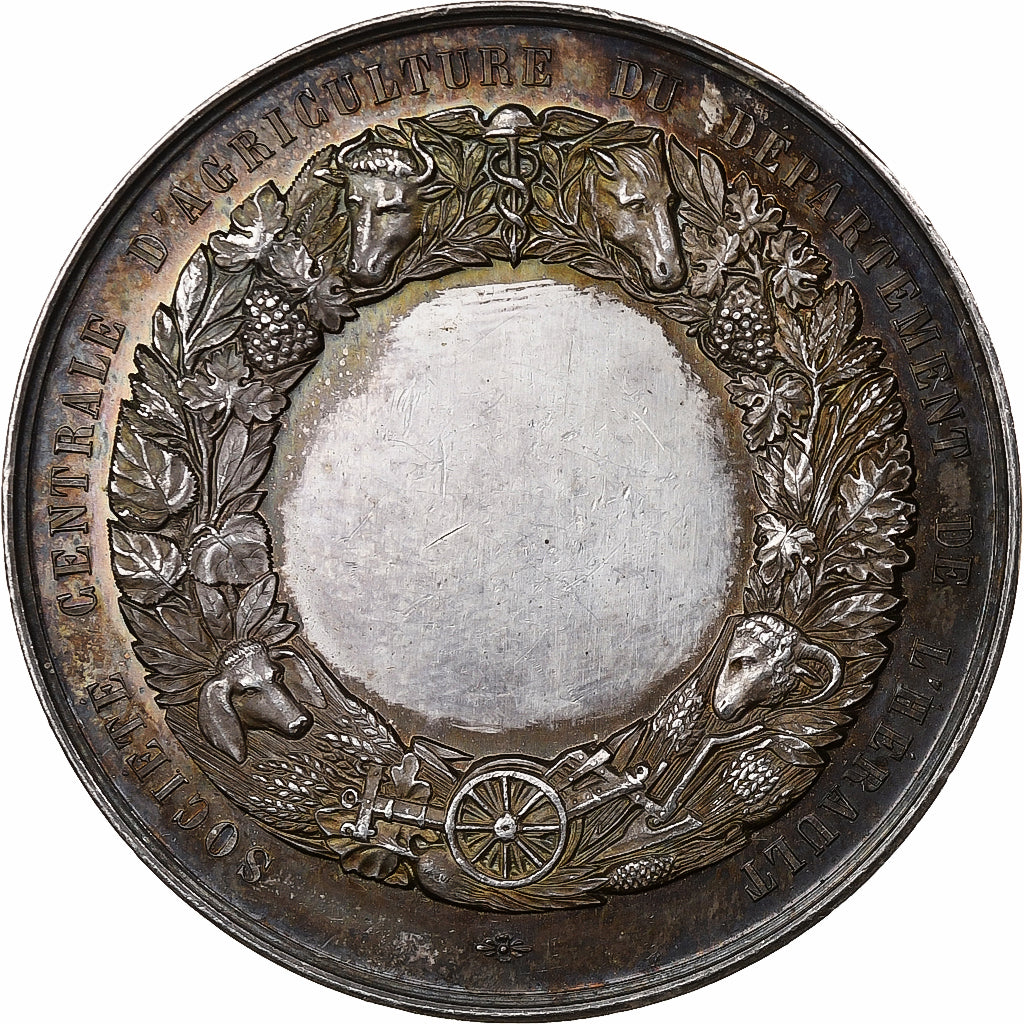 Francja, medal, Napoléon III, Société d'Agriculture de l'Hérault, Srebro