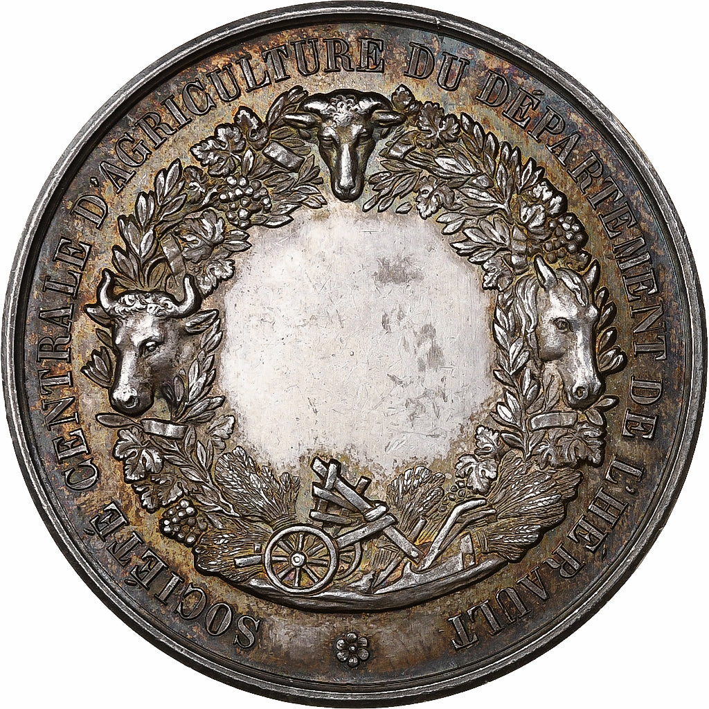 France, Medal, Napoléon III, Société d'Agriculture de l'Hérault, Silver