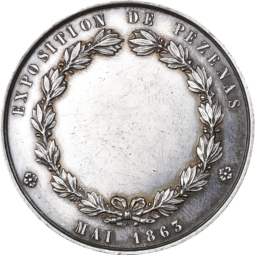 Francia, medaglia, Exposition de Pézenas, 1863, Argento, De Longueil, SPL-