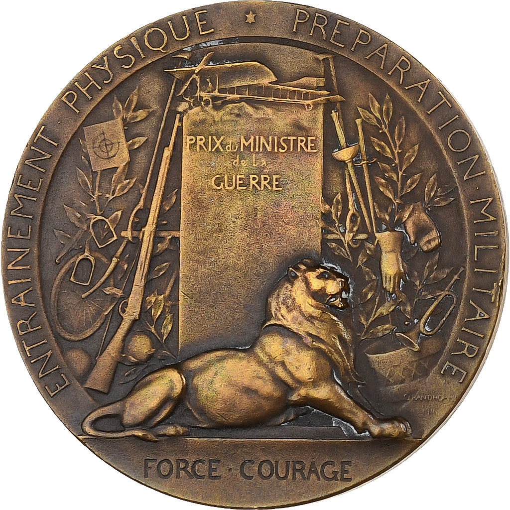 Francia, medaglia, Pro Patria, Préparation Militaire, 1911, Bronzo, Grandhomme
