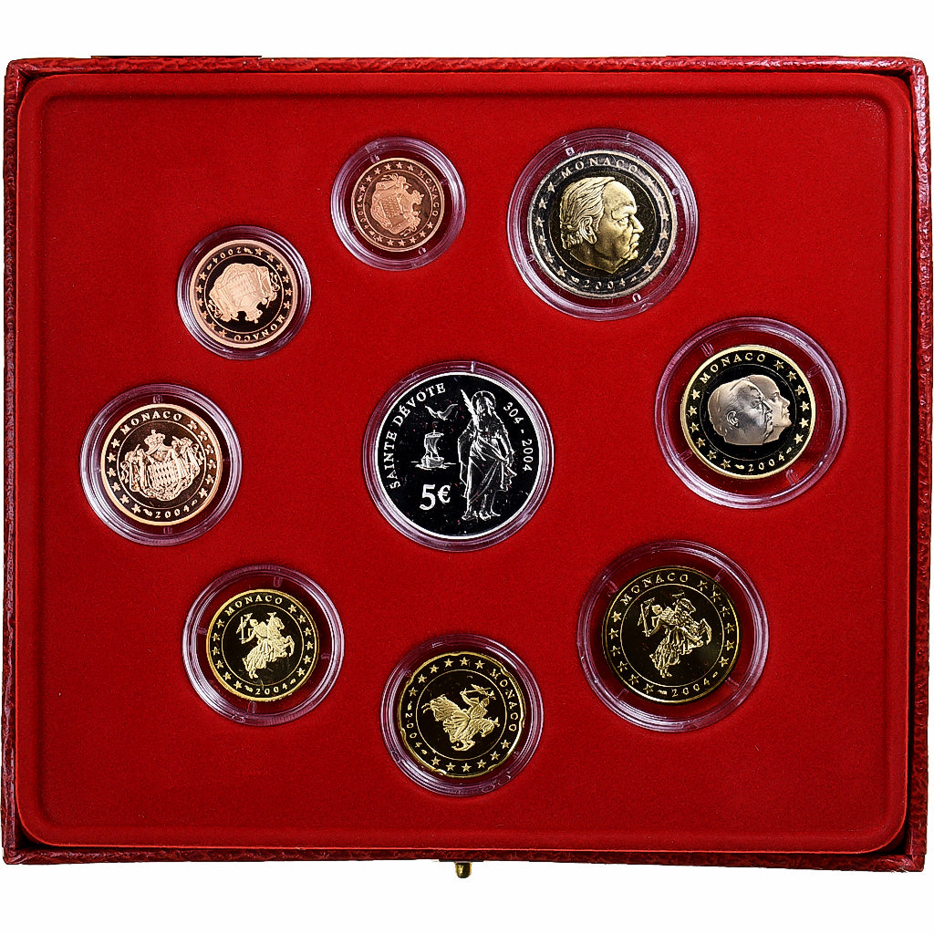 Monaco, Rainier III, Coffret 1c. à 5€, sainte Dévote, Proof, 2004, MDP