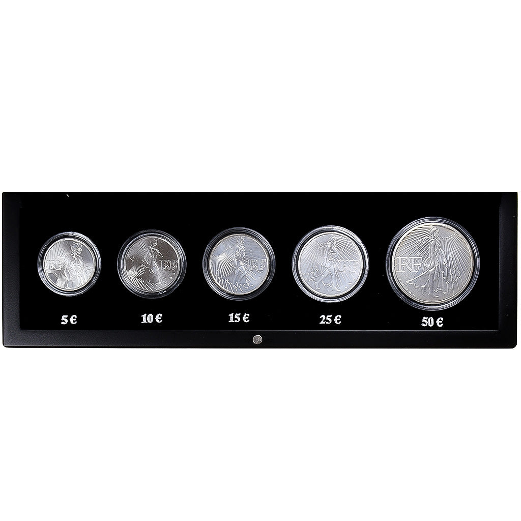 Francja, 5 Euro to 50 Euro, La Semeuse en marche, BU, 2008-2010, MDP, Srebro