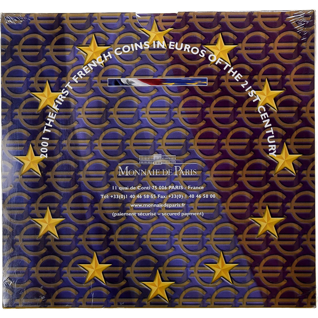 France, 1 Cent to 2 Euro, BU, 2001, Monnaie de Paris, MS(65-70)