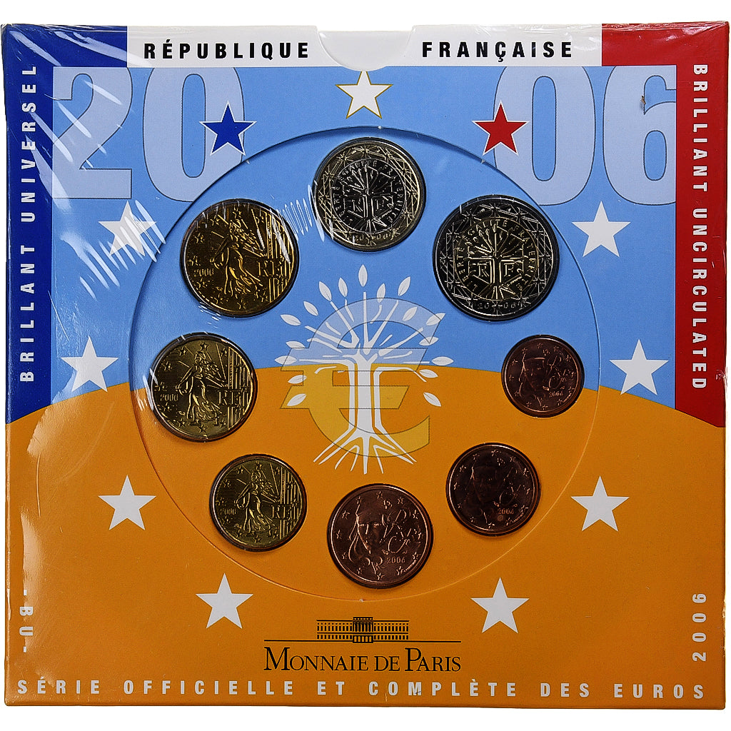 França, 1 Cent to 2 Euro, BU, 2006, Monnaie de Paris, N/D, MS(65-70)