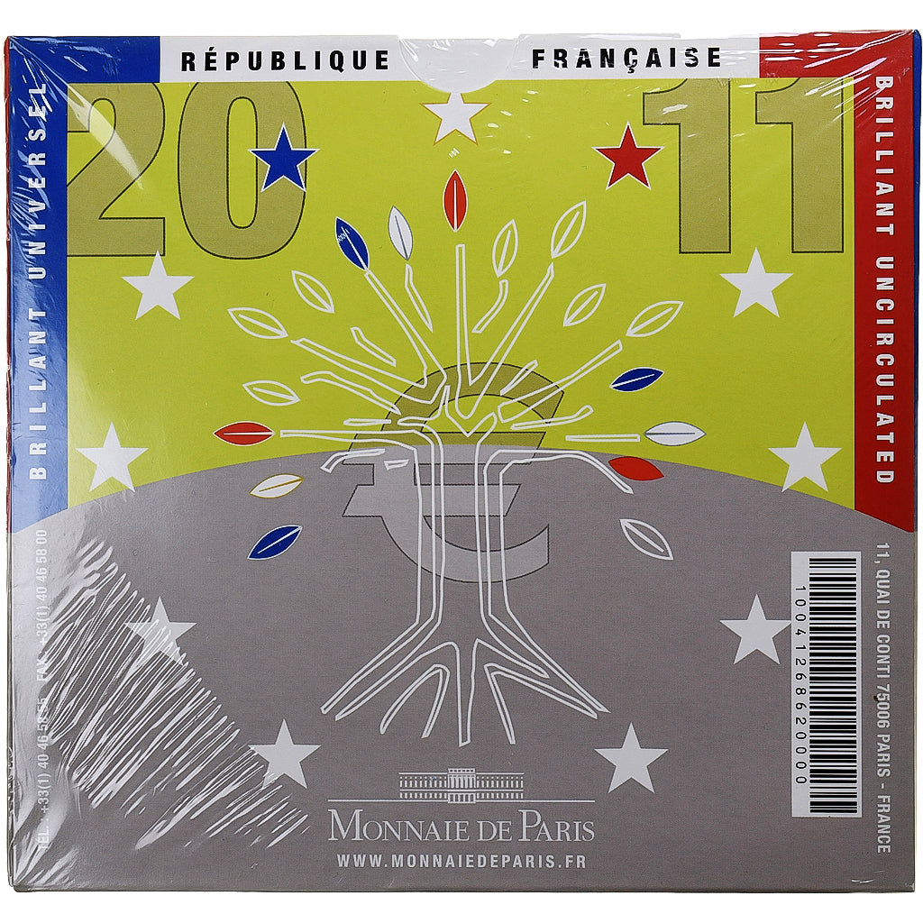 France, 1 Cent to 2 Euro, BU, 2011, Monnaie de Paris, MS(65-70)