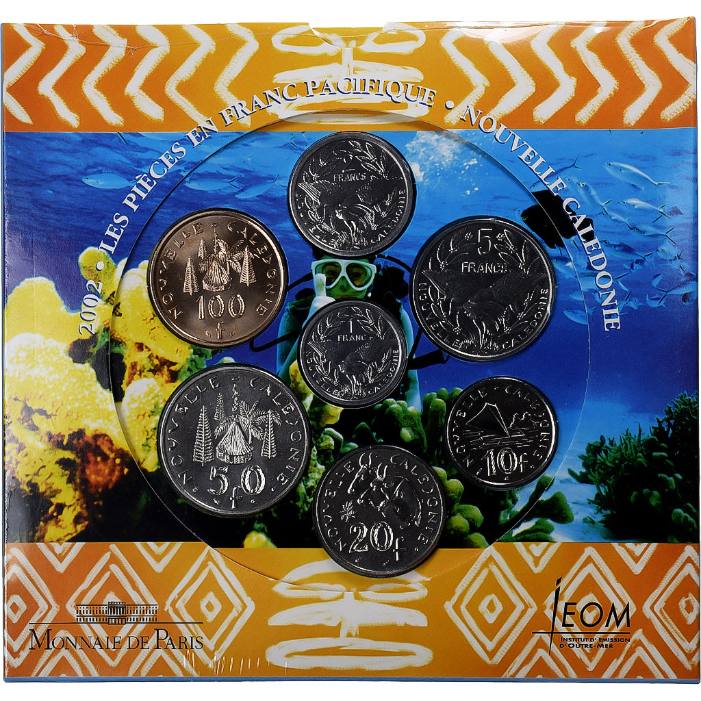 Nouvelle-Calédonie, Coffret 1 fr. à 100 frs., 2002, Monnaie de Paris, BU, FDC