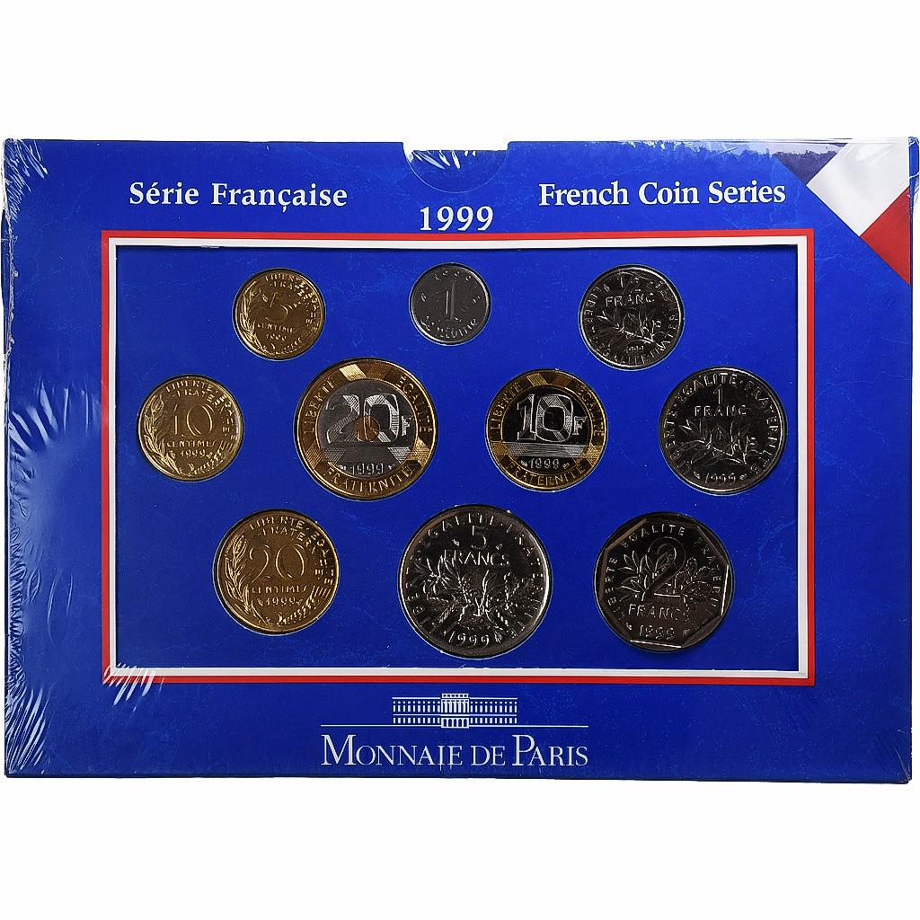 France, Coffret 1 c. à 20 frs., 1999, Monnaie de Paris, BU, MS(65-70)