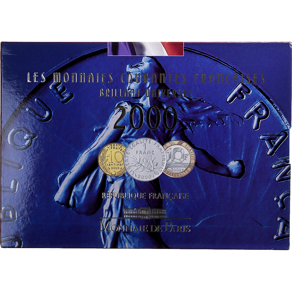 France, Coffret 1 c. à 20 frs., 2000, Monnaie de Paris, BU, MS(65-70)