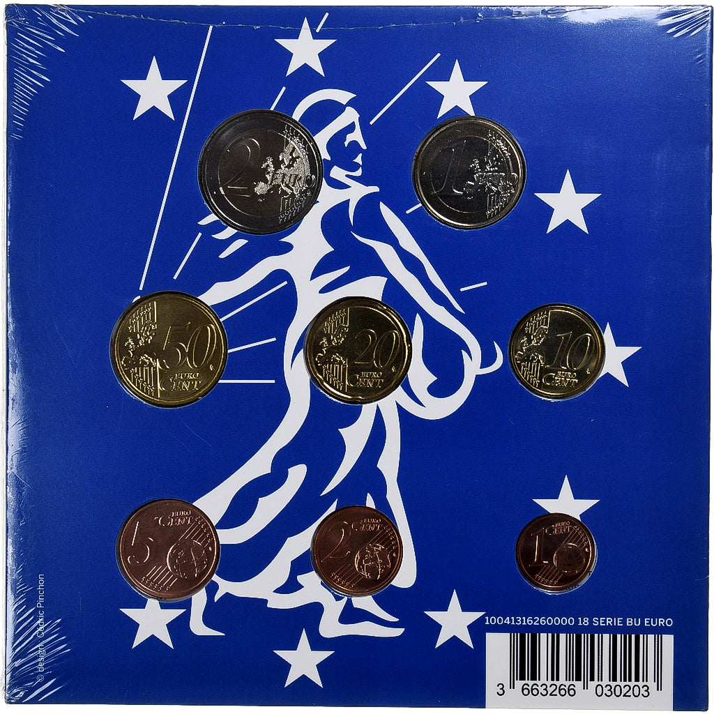 France, 1 Cent to 2 Euro, BU, 2018, Monnaie de Paris, MS(65-70)