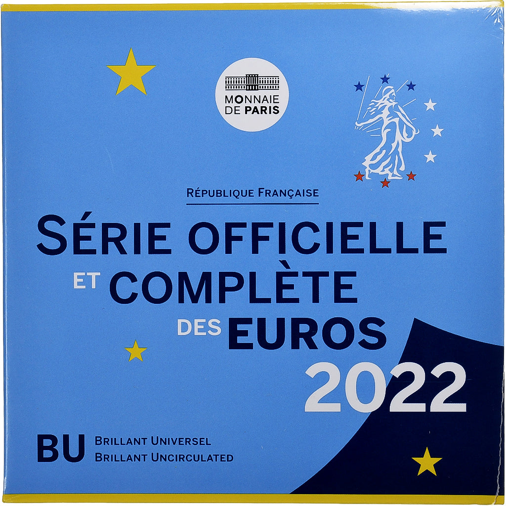 France, 1 Cent to 2 Euro, BU, 2022, Monnaie de Paris, MS(65-70)