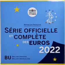 France, 1 Cent to 2 Euro, BU, 2022, Monnaie de Paris, MS(65-70)
