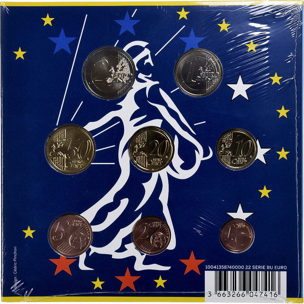 France, 1 Cent to 2 Euro, BU, 2022, Monnaie de Paris, MS(65-70)