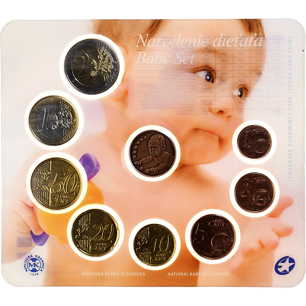 Slowakije, 1 c. to 2€ + token, BU, 2009, Kremnica, n.v.t., FDC