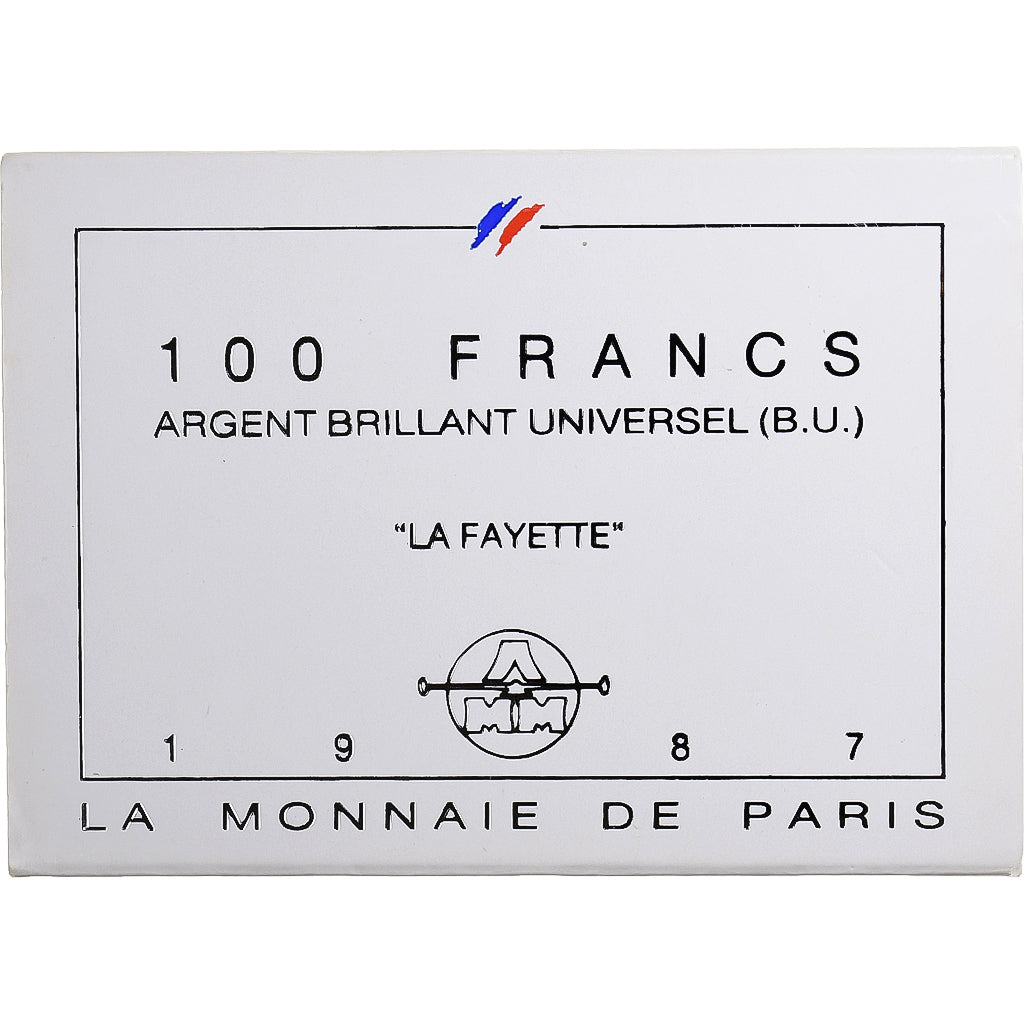 Francia, 100 Francs, La Fayette, 1987, Monnaie de Paris, BU, Argento, FDC