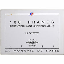 Frankrijk, 100 Francs, La Fayette, 1987, Monnaie de Paris, BU, Zilver, FDC