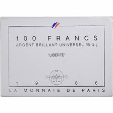 France, 100 Francs, Liberté, 1986, Monnaie de Paris, BU, Silver, MS(65-70)