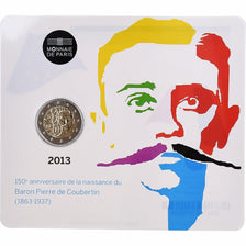 France, 2 Euro, Pierre de Coubertin, BU, 2013, Monnaie de Paris, Bimétallique