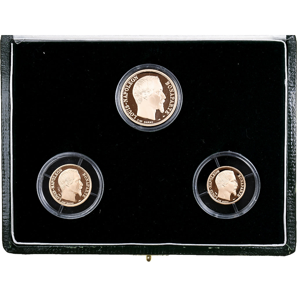 France, Napoleon III, 10 + 20 + 50 francs, 1991, Proof, MDP, Restrike, Gold