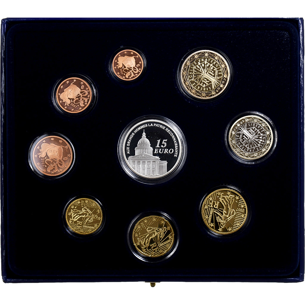 Francja, Coffret 1c. à 15€, Proof, 2007, Monnaie de Paris, ND, MS(65-70)