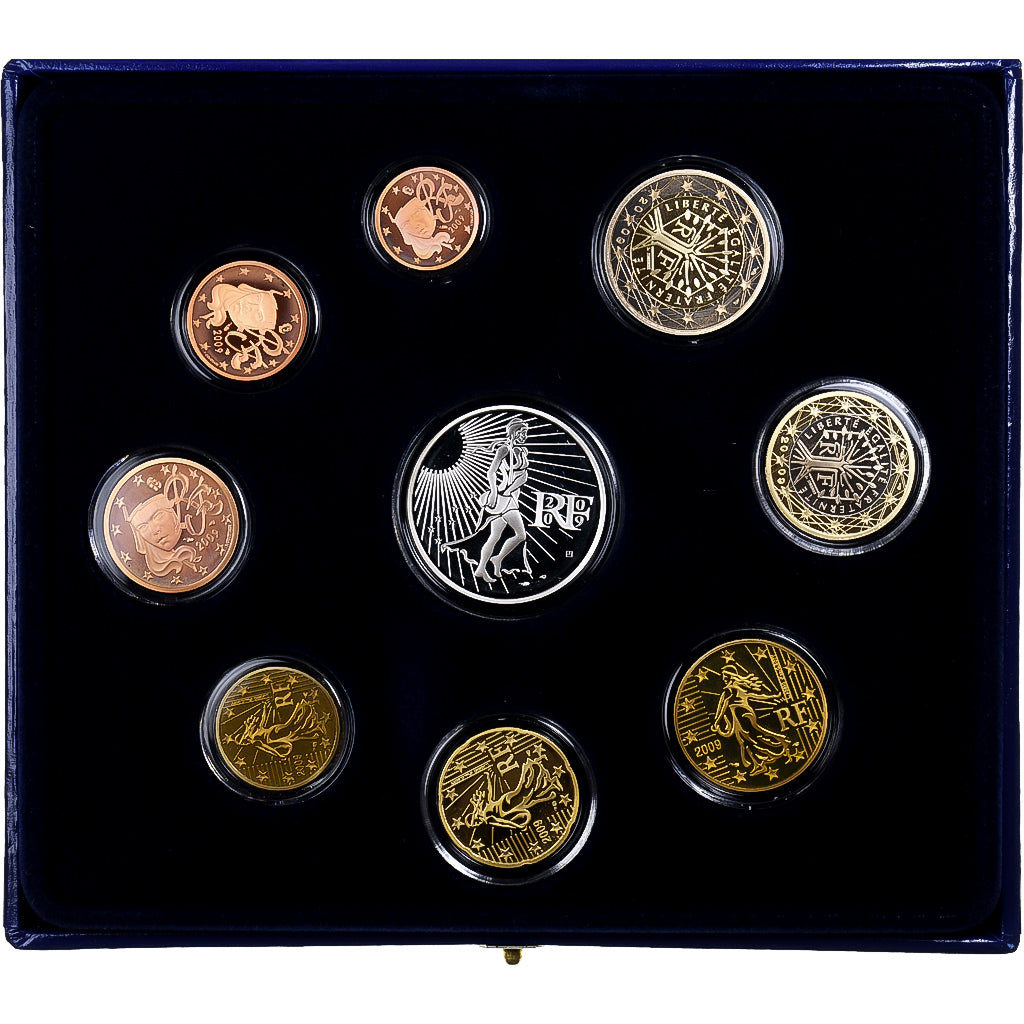France, Coffret 1c. à 15€, Proof, 2009, Monnaie de Paris, MS(65-70)