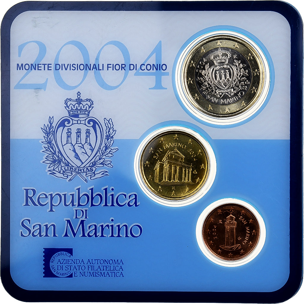 San Marino, 1 c. + 10 c. + 1€, BU, 2004, Rome, MS(65-70)