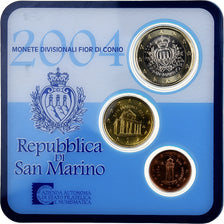 San Marino, 1 c. + 10 c. + 1€, BU, 2004, Rome, MS(65-70)