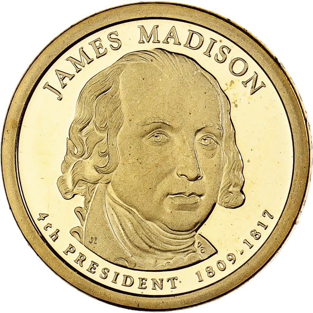 United States, Dollar, James Madison, 2007, San Francisco, Proof, Brass