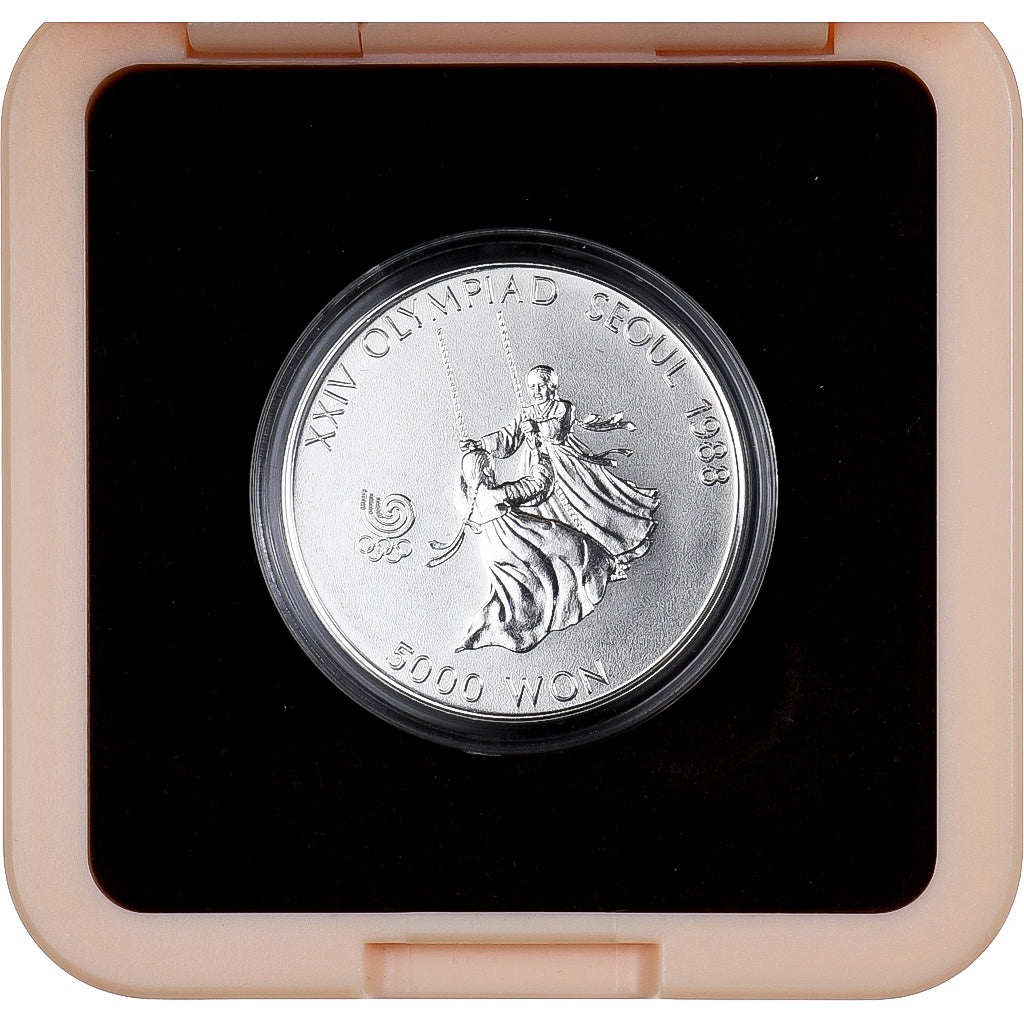 South Korea, 5000 Won, Olympic Games, 1987, Seoul, UNC, Silver, MS(65-70)