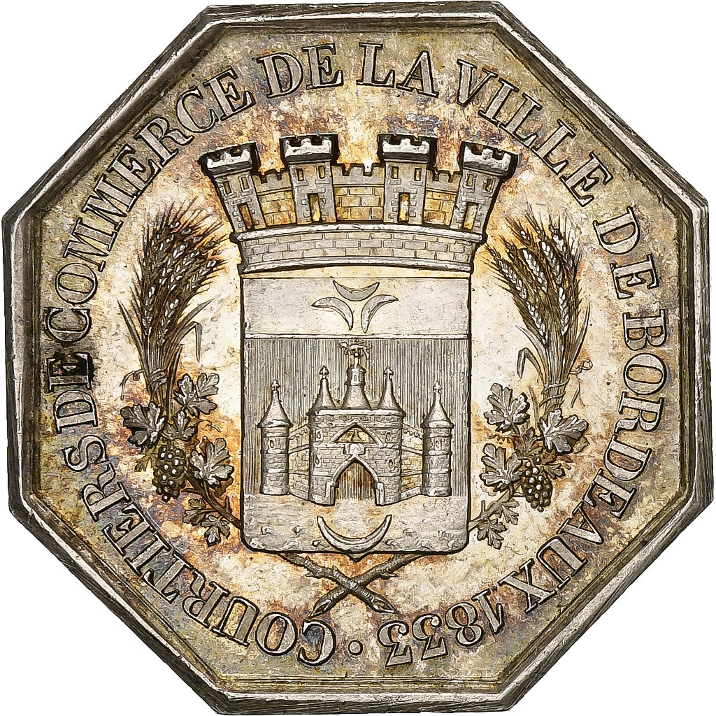 France, Token, Courtiers de commerce de Bordeaux, 1833, Silver, Caqué