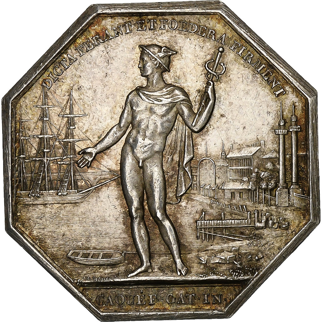 France, Token, Courtiers de commerce de Bordeaux, 1833, Silver, Caqué