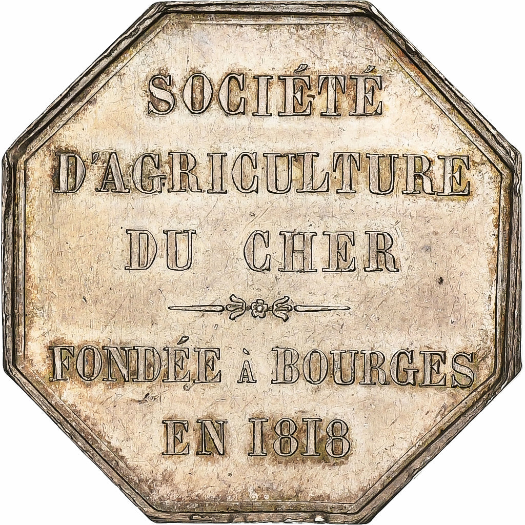 France, Token, Société d'agriculture du Cher, 1818, Silver, AU(55-58)