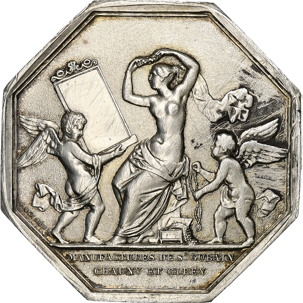 France, Token, Manufactures de Saint Gobain, 1830, Silver, AU(50-53)