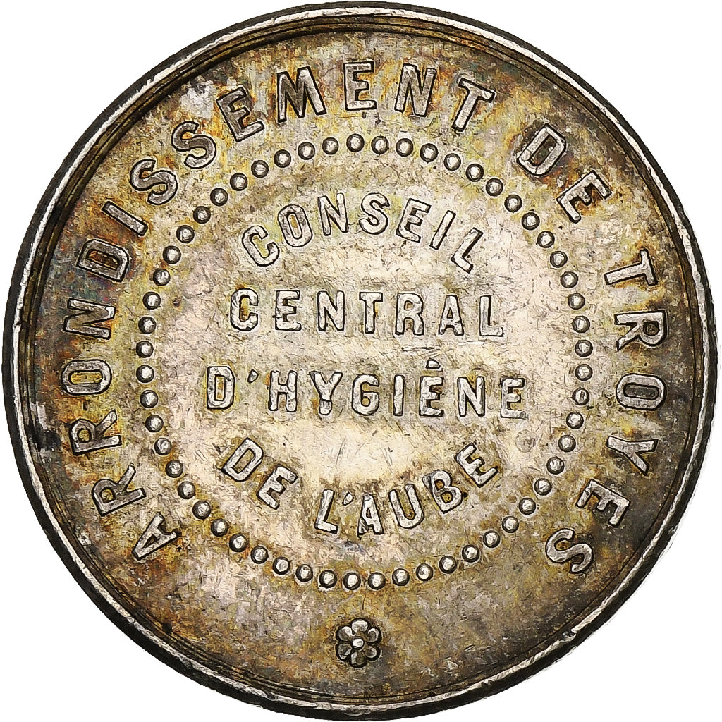 France, Token, Conseil central d'hygiène de l'Aube, Silver, AU(50-53)