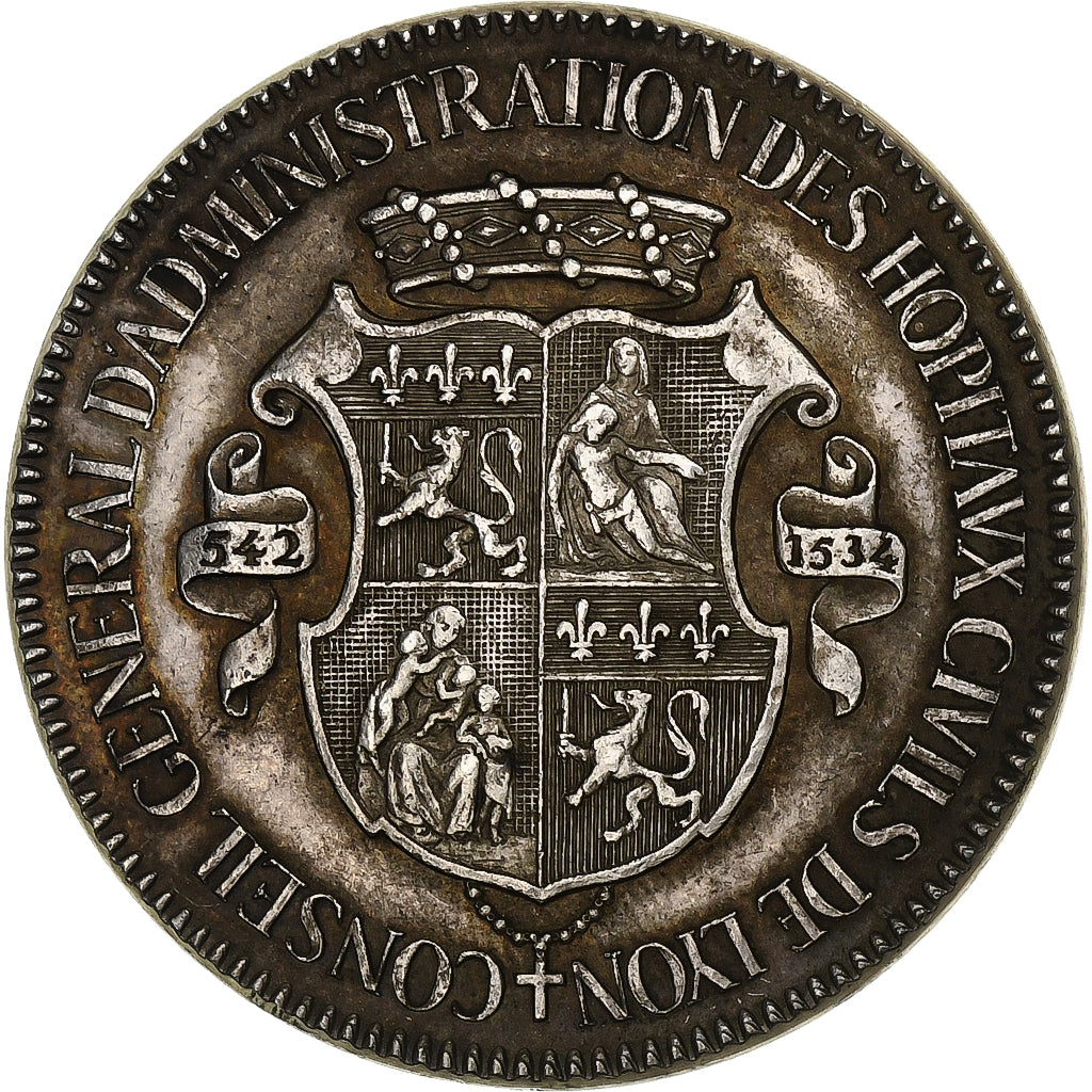 France, Token, Childebert , Administration des Hopitaux de Lyon, Silver