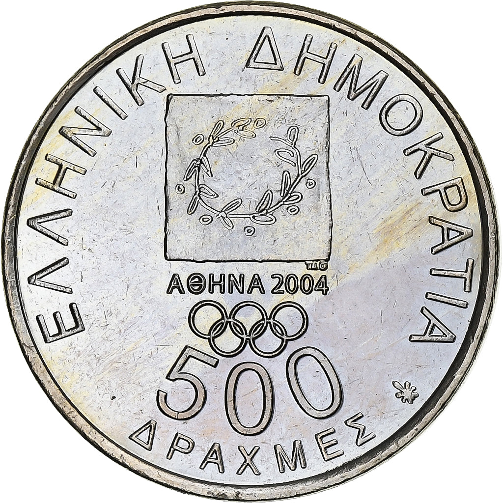 Grecia, 500 Drachmes, Spyros Louis, Olympic Games, 2000, Athens, Cobre -