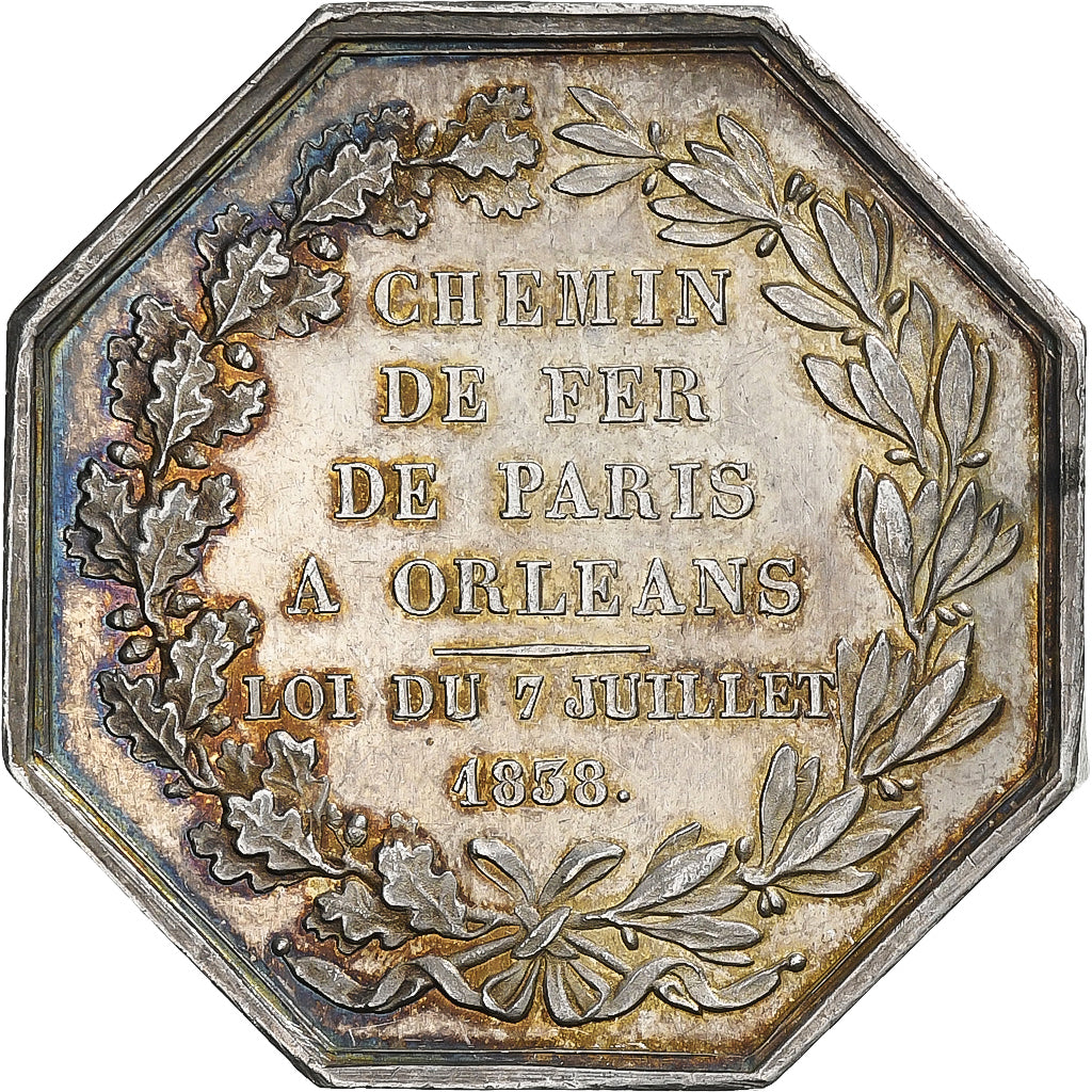 France, Token, Chemin de fer de Paris à Orléans, 1838, Silver, Bovy, MS(60-62)
