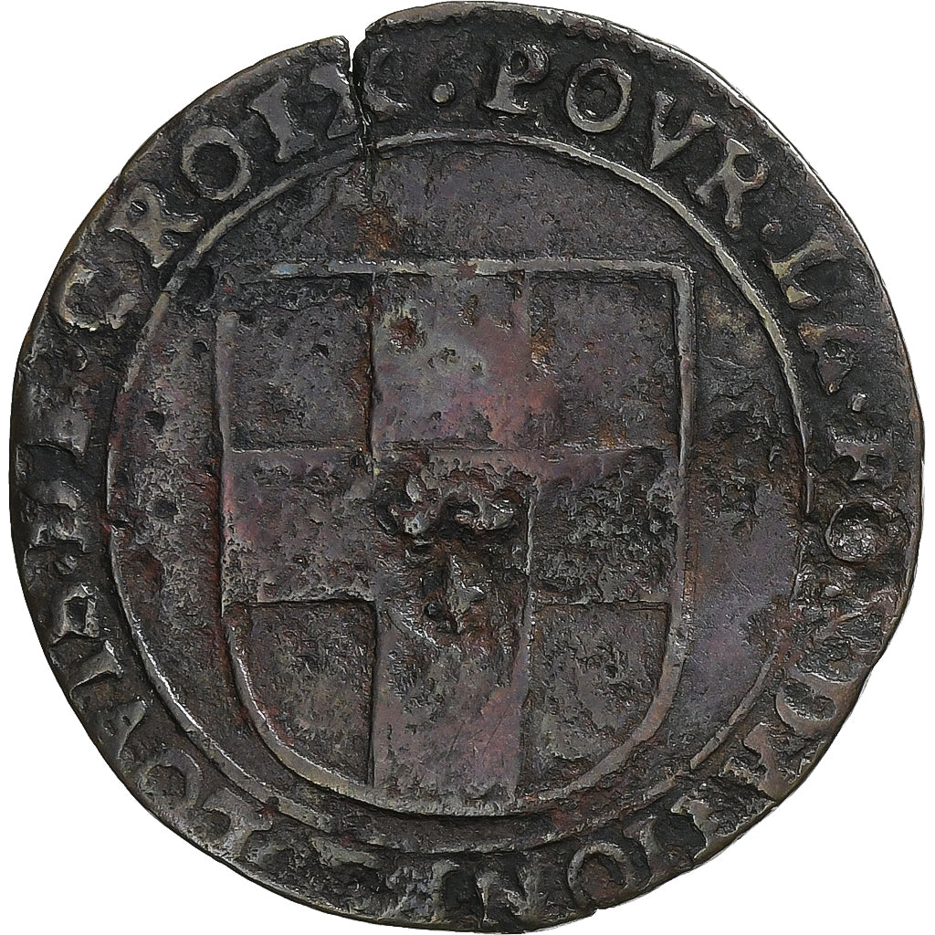 Francia, Méreau, Louis de Croix, 12 patards, Cobre, BC+, Feuardent:7110