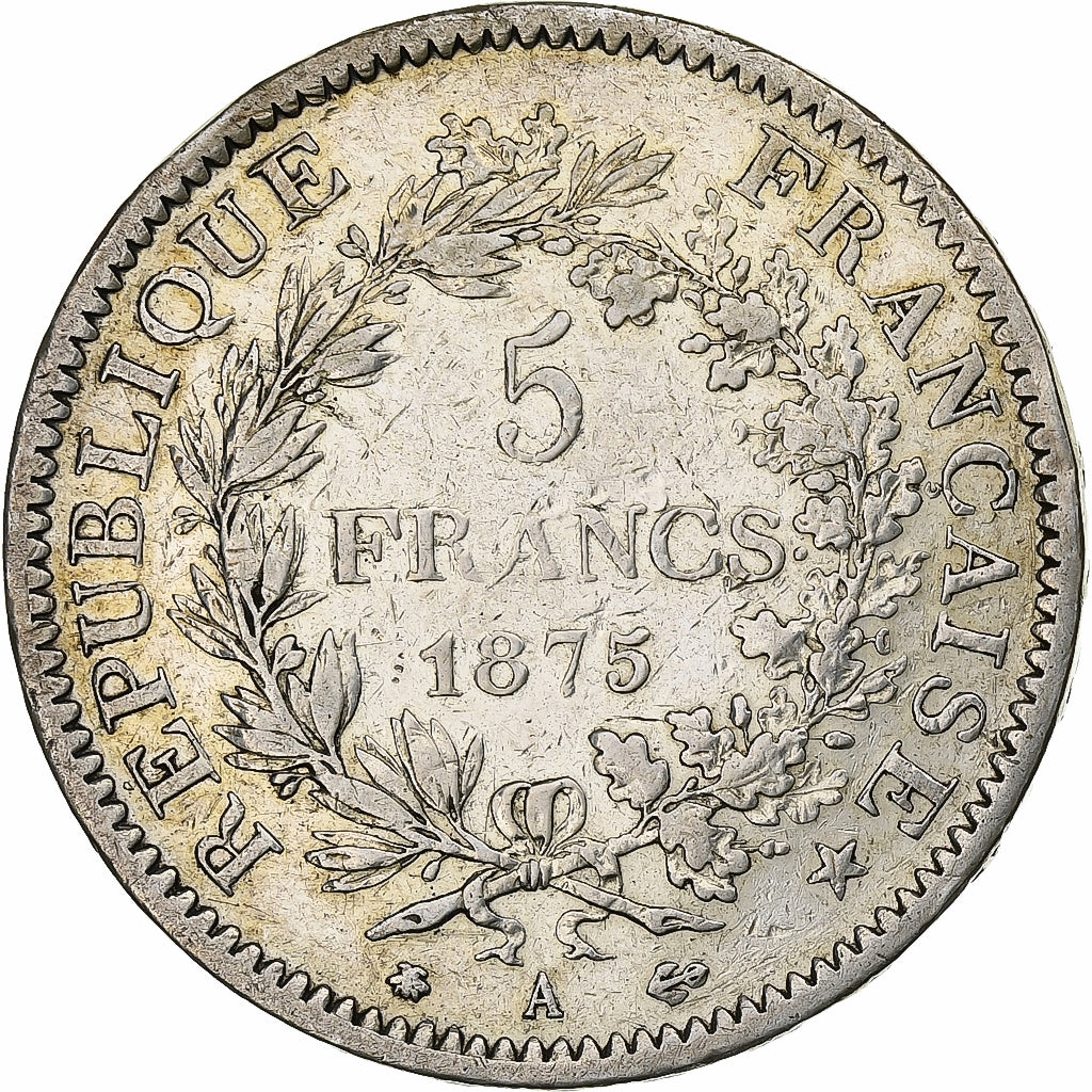 France, 5 Francs, Hercule, 1875, Paris, Silver, EF(40-45), Gadoury:745a