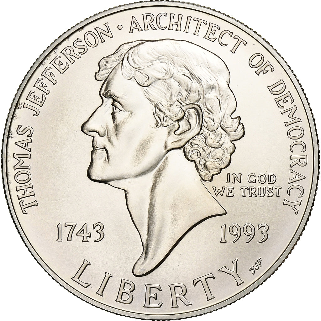 United States, Dollar, Thomas Jefferson, 1993, Philadelphia, Silver, MS(65-70)