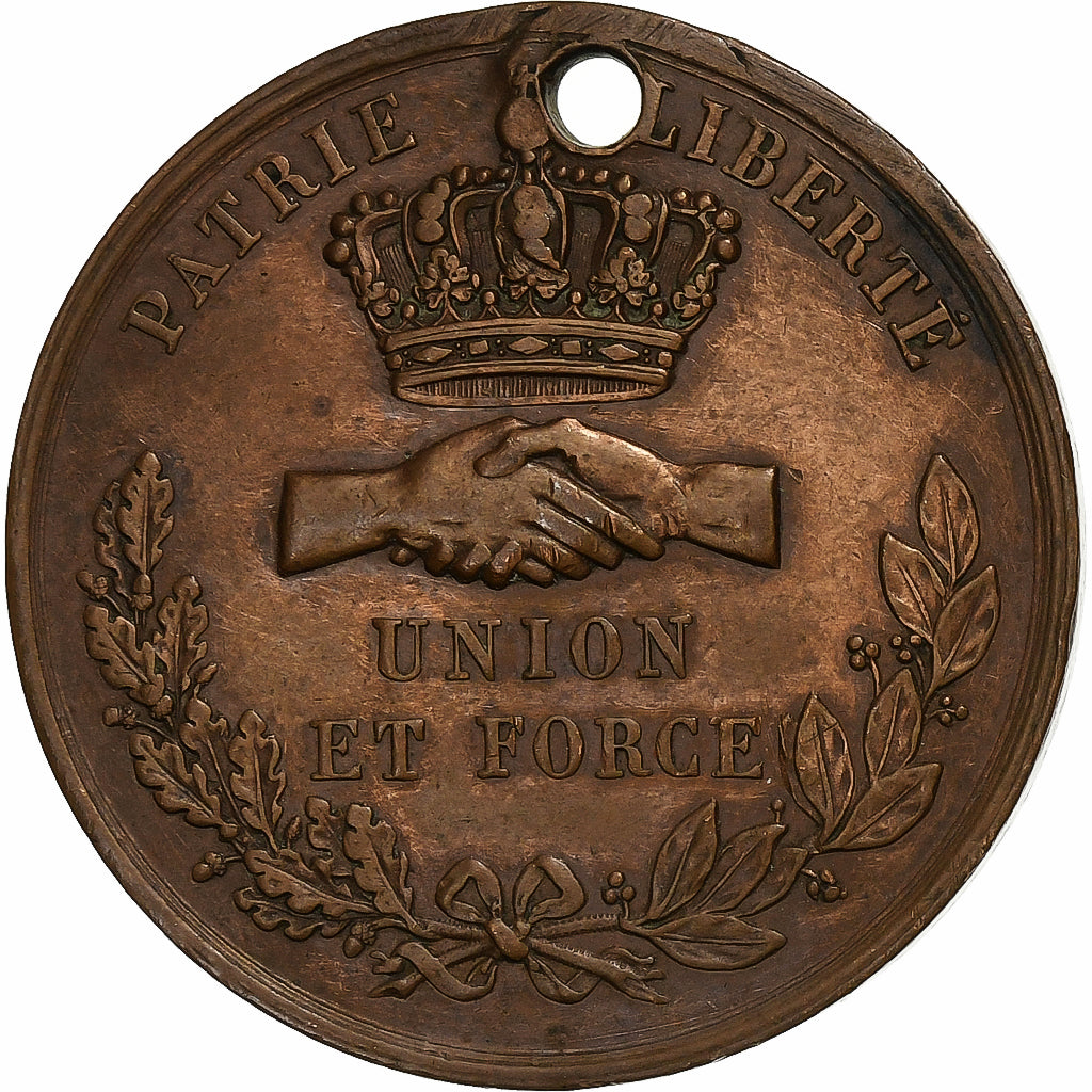 France, Médaille, Fête nationale, Nantes, 1831, Bronze, Trouée, TTB+