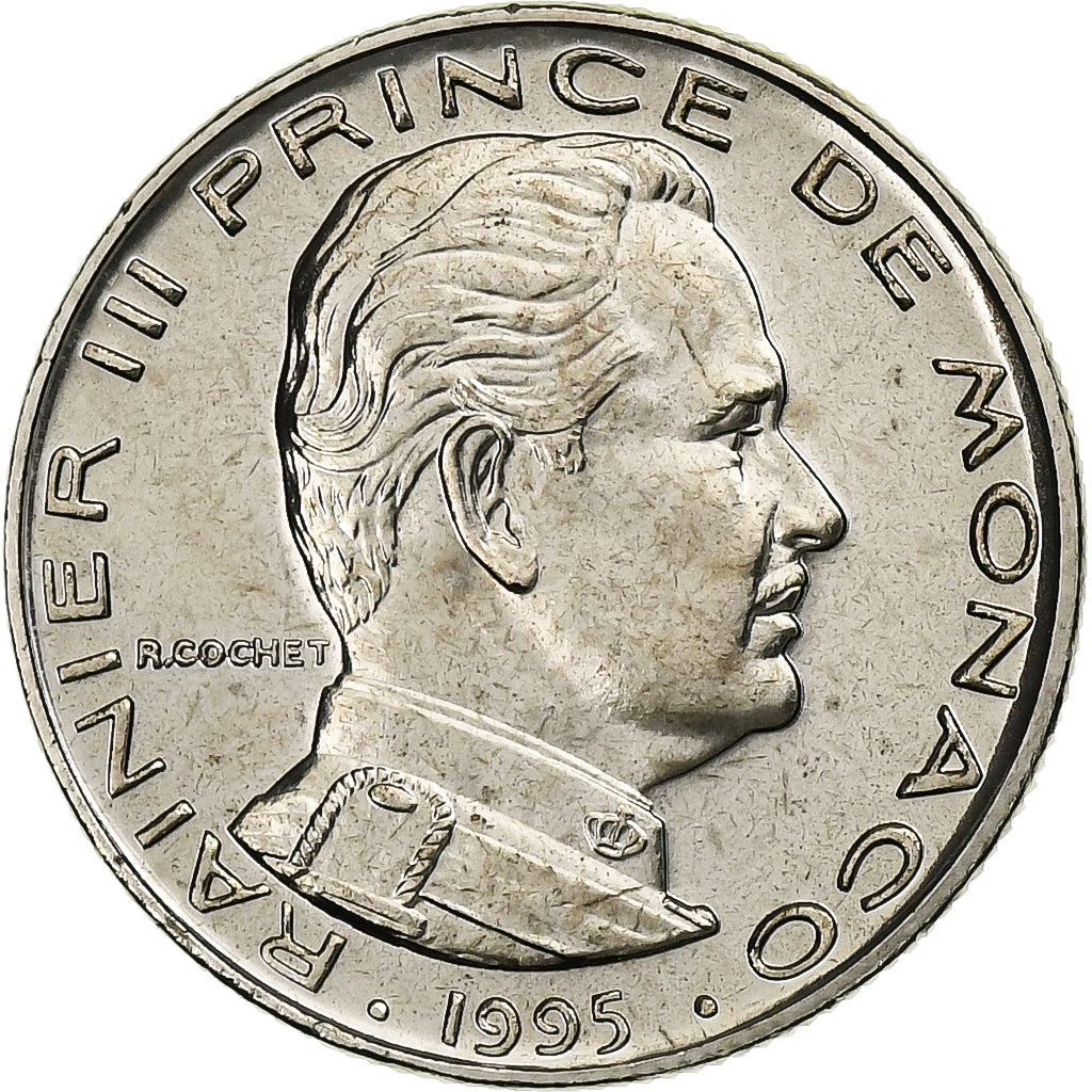 Monaco, Rainier III, 1/2 Franc, 1995, Monnaie de Paris, BU, Nichel, FDC