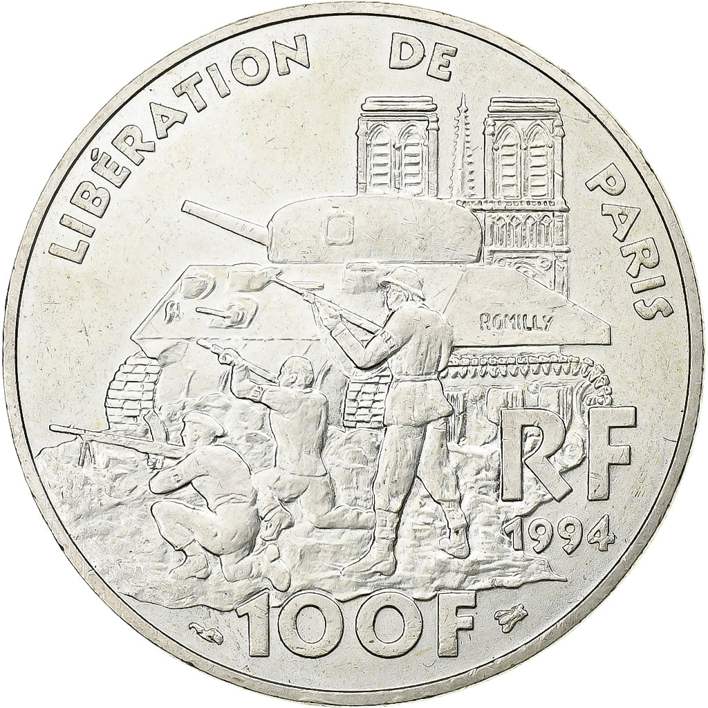 Francia, 100 Francs, Libération de Paris, 1994, Monnaie de Paris, Argento