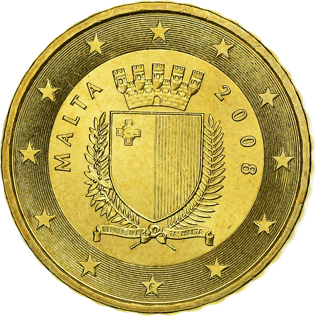 Malta, 10 Euro Cent, BU, 2008, Monnaie de Paris, Nordic gold, FDC