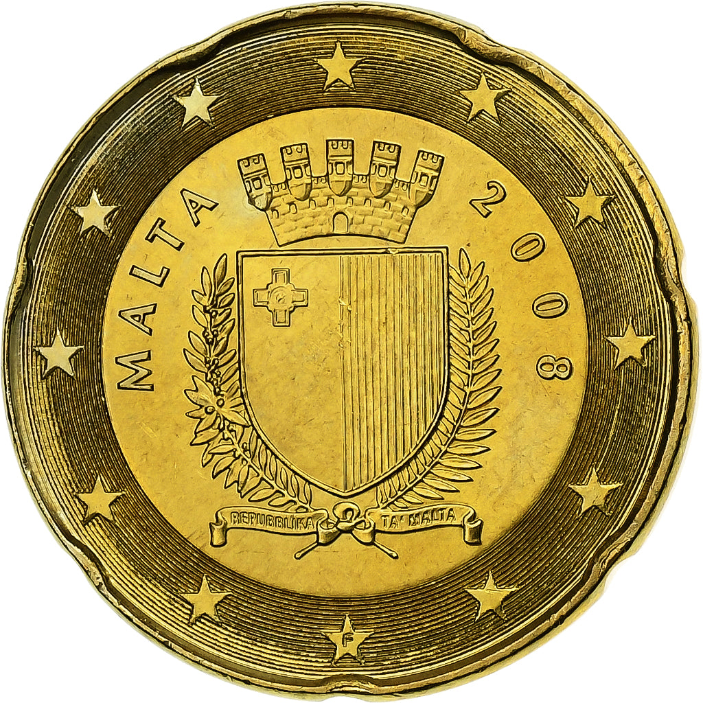 Malta, 20 Euro Cent, BU, 2008, Monnaie de Paris, Nordic gold, FDC