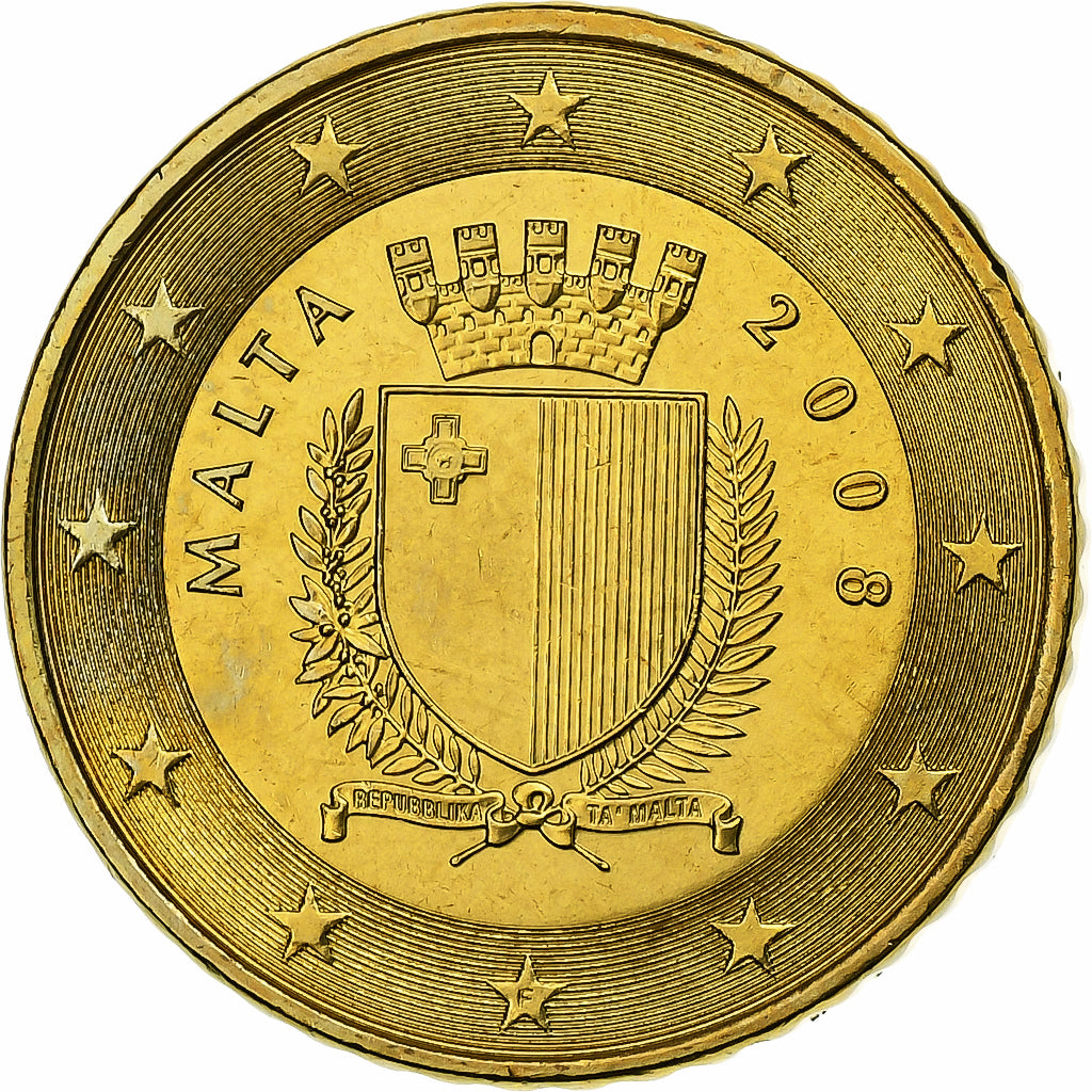 Malta, 50 Euro Cent, BU, 2008, Monnaie de Paris, Nordic gold, FDC