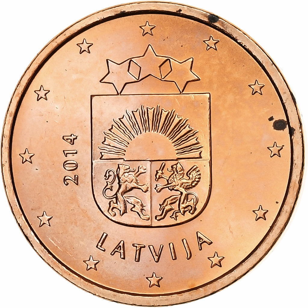 Latvia, Euro Cent, BU, 2014, Karlsruhe, Copper Plated Steel, MS(65-70)