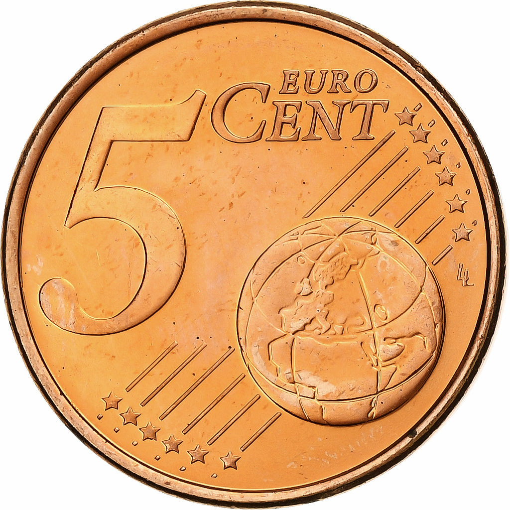Eslovénia, 5 Euro Cent, BU, 2007, Vantaa, Aço Cromado a Cobre, MS(65-70)