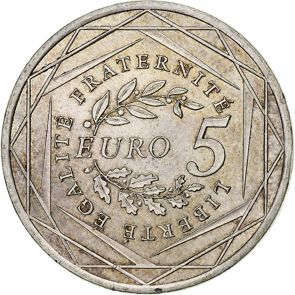 Francja, 5 Euro, Semeuse, 2008, Monnaie de Paris, Srebro, EF(40-45)